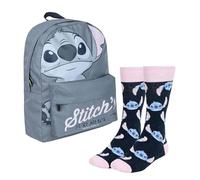 CERDÁ LIFE'S LITTLE MOMENTS Set Infantil Mochila Casual Stitch Azul 32x12x42 cm + Calcetines Diseño cara de Stitch Talla 36-43