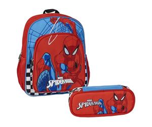 CERDÁ LIFE'S LITTLE MOMENTS Set Infantil Mochila Escolar de Spiderman-31 x 12 x 38 cm & Estuche Portatodo Ovalado de Spiderman