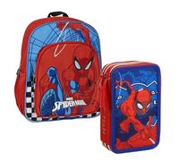 CERDÁ LIFE'S LITTLE MOMENTS Set Infantil Mochila Escolar de Spiderman-31 x 12 x 38 cm & Plumier Spiderman con Rotuladores, Bolígrafos Y Lápices