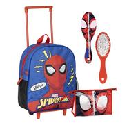 CERDÁ LIFE'S LITTLE MOMENTS Set Infantil Mochila Escolar Estilo Trolley de Spiderman-25x10x29 cm & Neceser Aseo con Peine, Toalla y Bolsa de Spidey