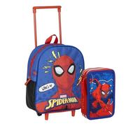 CERDÁ LIFE'S LITTLE MOMENTS Set Infantil Mochila Escolar Estilo Trolley de Spiderman-25x10x29 cm & Plumier con Rotuladores, Bolígrafos Y Lápices