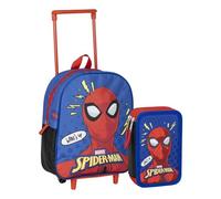 CERDÁ LIFE'S LITTLE MOMENTS Set Infantil Mochila Escolar Estilo Trolley de Spiderman-Azul-25x10x29 cm & Estuche de 3 Compartimentos de Spiderman