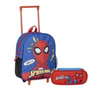 CERDÁ LIFE'S LITTLE MOMENTS Set Infantil Mochila Escolar Estilo Trolley de Spiderman-Color Azul-25x10x29 cm & Estuche Portatodo Ovalado de Spiderman