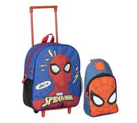 CERDÁ LIFE'S LITTLE MOMENTS Set Infantil Mochila Escolar Estilo Trolley de Spiderman-Color Azul-25x10x29 cm & Mochila Bandolera de Spiderman-13x23x7cm