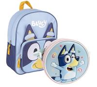 CERDÁ LIFE'S LITTLE MOMENTS Set Infantil Mochila Escolar Infantil de Bluey,Azul+Bolso 3D Bluey diseño redondo
