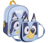 CERDÁ LIFE'S LITTLE MOMENTS Set Infantil Mochila Escolar Infantil de Bluey,Azul+Bolso Bandolera de Bluey, Poliéster, Azul