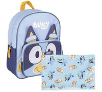 CERDÁ LIFE'S LITTLE MOMENTS Set Infantil Mochila Escolar Infantil de Bluey,Azul+Braga Cuello de Bluey para Niños,Azul