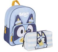 CERDÁ LIFE'S LITTLE MOMENTS Set Infantil Mochila Escolar Infantil de Bluey,Azul+Neceser aseo viaje bluey