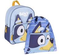 CERDÁ LIFE'S LITTLE MOMENTS Set Infantil Mochila Escolar Infantil de Bluey,Azul+Saquito Escolar Infantil de Bluey,Azul