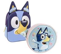 CERDÁ LIFE'S LITTLE MOMENTS Set Infantil Mochila Escolar Infantil de Bluey, Color Azul+Bolso 3D Bluey diseño redondo