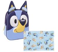 CERDÁ LIFE'S LITTLE MOMENTS Set Infantil Mochila Escolar Infantil de Bluey, Color Azul+Braga Cuello de Bluey para Niños,Azul