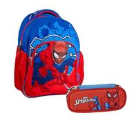 CERDÁ LIFE'S LITTLE MOMENTS Set Infantil Mochila Escolar Mediana-32.0x42.0x20.0 cm & Estuche Portatodo Ovalado de Spiderman