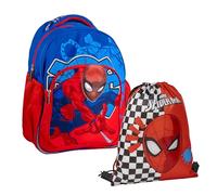 CERDÁ LIFE'S LITTLE MOMENTS Set Infantil Mochila Escolar Mediana-32.0x42.0x20.0 cm & Saquito Escolar Spiderman, Mochila de Cuerdas Unisex niños, Rojo