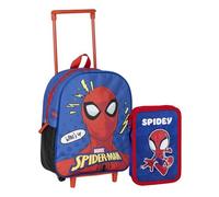 CERDÁ LIFE'S LITTLE MOMENTS Set Infantil Mochila Escolar Trolley de Spiderman-25x10x29 cm & Plumier Spidey con Rotuladores, Lápices Y Bolígrafos