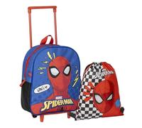 CERDÁ LIFE'S LITTLE MOMENTS Set Infantil Mochila Escolar Trolley de Spiderman-25x10x29 cm & Saquito Escolar con Cuerdas Unisex niños, Rojo