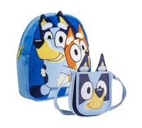 CERDÁ LIFE'S LITTLE MOMENTS Set Infantil Mochila guarderia personaje peluche Bluey+Bolso Bandolera de Bluey, Poliéster, Azul