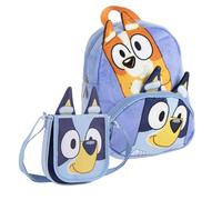 CERDÁ LIFE'S LITTLE MOMENTS Set Infantil Mochila guarderia personaje premium Bluey+Bolso Bandolera de Bluey, Poliéster, Azul