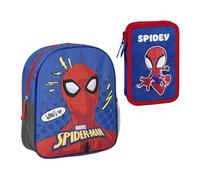 CERDÁ LIFE'S LITTLE MOMENTS Set Infantil Mochila Infantil de Spiderman-25x20x29 & Plumier con Accesorios Spidey con Rotuladores, Lápices Y Bolígrafos