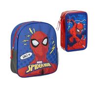 CERDÁ LIFE'S LITTLE MOMENTS Set Infantil Mochila Infantil de Spiderman-25x20x29 & Plumier Spiderman con Rotuladores, Bolígrafos Y Lápices