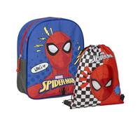 CERDÁ LIFE'S LITTLE MOMENTS Set Infantil Mochila Infantil de Spiderman-25x20x29 & Saquito Escolar Spiderman, Mochila de Cuerdas Unisex niños, Rojo