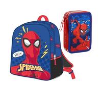 CERDÁ LIFE'S LITTLE MOMENTS Set Infantil Mochila Infantil de Spiderman-25x31x10 cm & Plumier Spiderman con Rotuladores, Bolígrafos Y Lápices