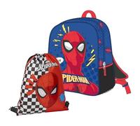 CERDÁ LIFE'S LITTLE MOMENTS Set Infantil Mochila Infantil de Spiderman-25x31x10 cm & Saquito Escolar Spiderman, Mochila de Cuerdas Unisex niños, Rojo