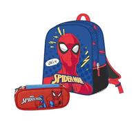 CERDÁ LIFE'S LITTLE MOMENTS Set Infantil Mochila Infantil de Spiderman- Cierre de Cremallera - 25x31x10 cm & Estuche Portatodo Ovalado de Spiderman