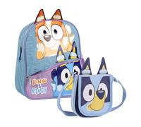 CERDÁ LIFE'S LITTLE MOMENTS Set Infantil Mochila infantil escolar Bluey+Bolso Bandolera de Bluey, Poliéster, Azul