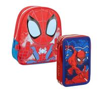 CERDÁ LIFE'S LITTLE MOMENTS Set Infantil Mochila Infantil Escolar Spidey & Plumier Spiderman con Rotuladores, Bolígrafos Y Lápices
