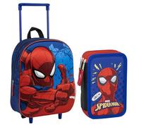 CERDÁ LIFE'S LITTLE MOMENTS Set Infantil Mochila Infantil Trolley 3D Spiderman-25.0x31.0x10.0 cm & Estuche de 3 Compartimentos de Spiderman