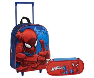 CERDÁ LIFE'S LITTLE MOMENTS Set Infantil Mochila Infantil Trolley 3D Spiderman-25.0x31.0x10.0 cm & Estuche Portatodo Ovalado de Spiderman