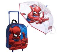 CERDÁ LIFE'S LITTLE MOMENTS Set Infantil Mochila Infantil Trolley 3D Spiderman-25.0x31.0x10.0 cm & Paraguas Transparente Niño de Spiderman
