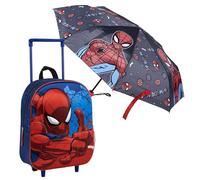 CERDÁ LIFE'S LITTLE MOMENTS Set Infantil Mochila Infantil Trolley 3D Spiderman-25.0x31.0x10.0 cm & Paraguas Plegable Niño de Spiderman