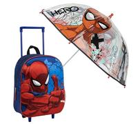 CERDÁ LIFE'S LITTLE MOMENTS Set Infantil Mochila Infantil Trolley 3D Spiderman-25.0x31.0x10.0 cm & Paraguas de Burbuja Spiderman
