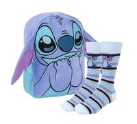 CERDÁ LIFE'S LITTLE MOMENTS Set Infantil Mochila Stitch Azul para Guardería + Calcetines a rayas Diseño Stitch Talla 36-43