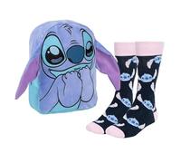 CERDÁ LIFE'S LITTLE MOMENTS Set Infantil Mochila Stitch Azul para Guardería + Calcetines Diseño cara de Stitch Talla 36-43