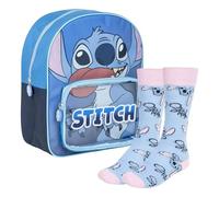 CERDÁ LIFE'S LITTLE MOMENTS Set Infantil Mochila Stitch + Calcetines Diseño Stitch azul y rosa Talla 36-43