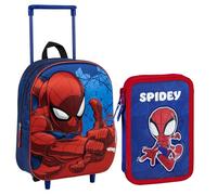 CERDÁ LIFE'S LITTLE MOMENTS Set Infantil Mochila Trolley 3D Spiderman-25.0x31.0x10.0 cm & Plumier Spidey con Rotuladores, Lápices Y Bolígrafos