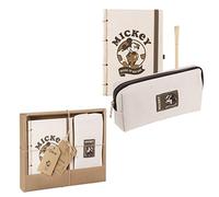 CERDÁ LIFE'S LITTLE MOMENTS - Set Papeleria SostenibleMickey Mouse Incluye Cuaderno A5-21 x 13 cm - con Encuadernación Japonesa, Estuche de Lona de Algodón y Boligrafo Negro
