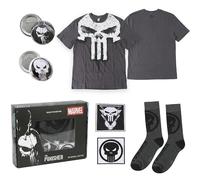 CERDÁ Life'S Little Moments - Set Regalo - Camiseta Marvel The Punisher, Unisex Adulto, Talla M - Manga Corta - Color Gris, Estampado - Estilo Cómic, Cuello Redondo, Regalo Fans