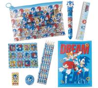 CERDÁ LIFE'S LITTLE MOMENTS Sonic Stationery Set con lápices, borrador, regla, sacapuntas, bloc de notas y estuche para la escuela