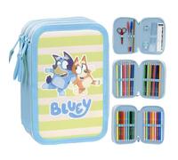 CERDÁ LIFE'S LITTLE MOMENTS Sonic The Hedgehog Estuche Escolar Triple con Material Incluido | 3 Compartimentos con Lápices de Colores y Material Escolar | Organizador para Niños (Bluey - Azul)