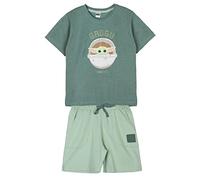 CERDÁ LIFE'S LITTLE MOMENTS The Conjunto de Dos Piezas niño de Verano | Pantalon Corto + Camiseta de Algodón 100% de El Mandaloriano-Licencia Oficial Star Wars, Verde Oscuro, 6 años para Niños