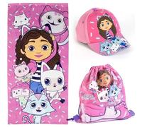CERDÁ LIFE'S LITTLE MOMENTS Toalla Gabby’s Dollhouse con Saquito y Gorra Secado Rápido y Diseño Colorido Ideal para Playa, Piscina o Regalo