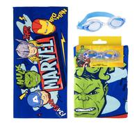 Toalla Set Gafas Natación Avengers Niño y Niña - Toalla Infantil Suave y Gafas Piscina Antivaho, Kit Natación Niños para Playa, Piscina y Verano