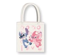 Cerdà Lilo y Stitch Tote Bag con asas largas - 36 x 39 cm - Poliéster y algodón - Motivo Stitch y Angel Love - Blanco