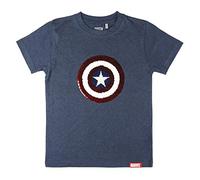 Cerdá - Marvel los Vengadores | Camiseta Escudo Capitan America Niño de Lentejuelas - 100% Algodon