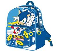 Mochila Infantil Sonic The Hedgehog Niño y Niña - Mochila Escolar Azul Talla Única con Bolsillo Frontal PVC Brillante, Cremalleras con Tirador, Licencia Oficial para Guardería y Cole
