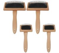 Cerdas de metal que se desprenden, incluye tamaños pequeños y grandes para perros y gatos, juego de 4 peines para mascotas, mango de madera, herramientas de aseo para perros, almacenamiento