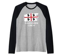Cerdeña Crew Bandera Cerdeña Vacaciones Italia Camiseta Manga Raglan